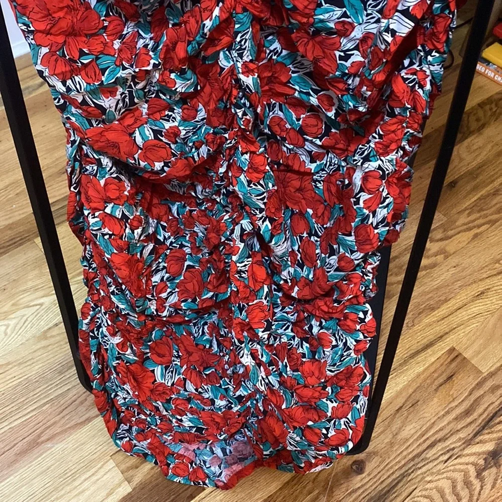 FLORAL ROSE RUCHED WRAP DRESS - Picture 7 of 7